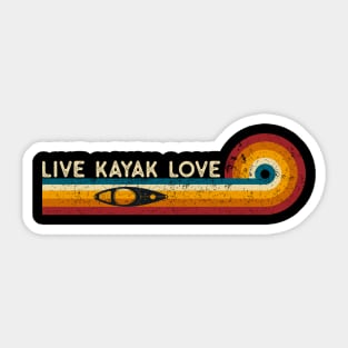 Retro Stripes Live Kayak Love Funny Boat Sticker